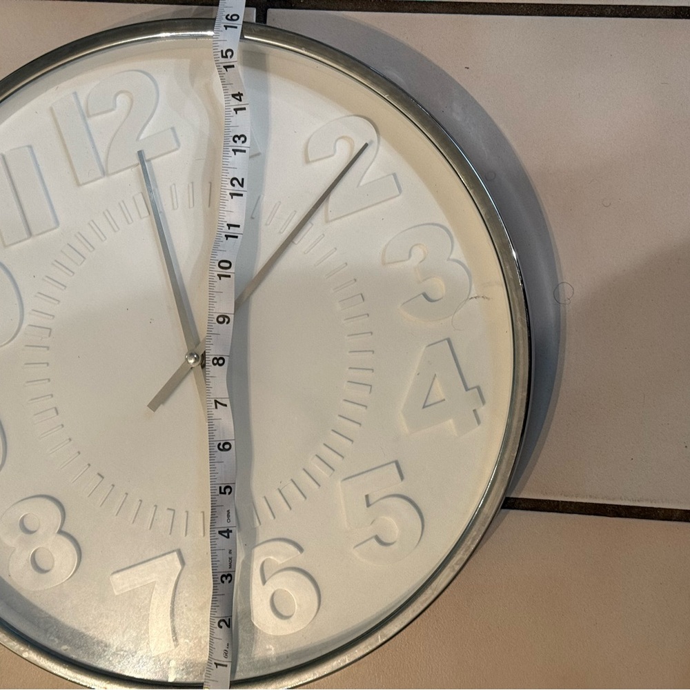 Silver and White Minimalist Wall Clock
